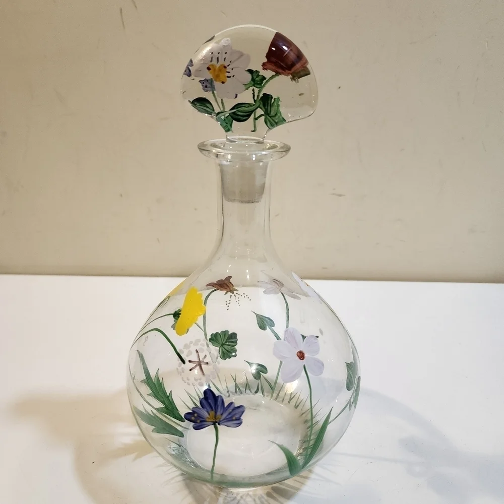 Royal Danube Crystal Floral Handpainted Decanter and Stopper